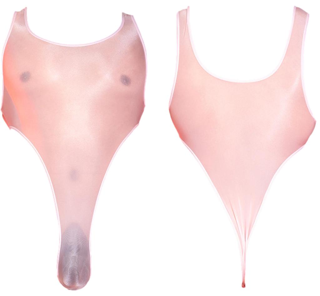 Sexy Erotic Body Sheer Inner [Miracroute] Men's Leotard, Men's Underwear, Stockings, See-Through, Panties, T-back, Tights, (Pink)