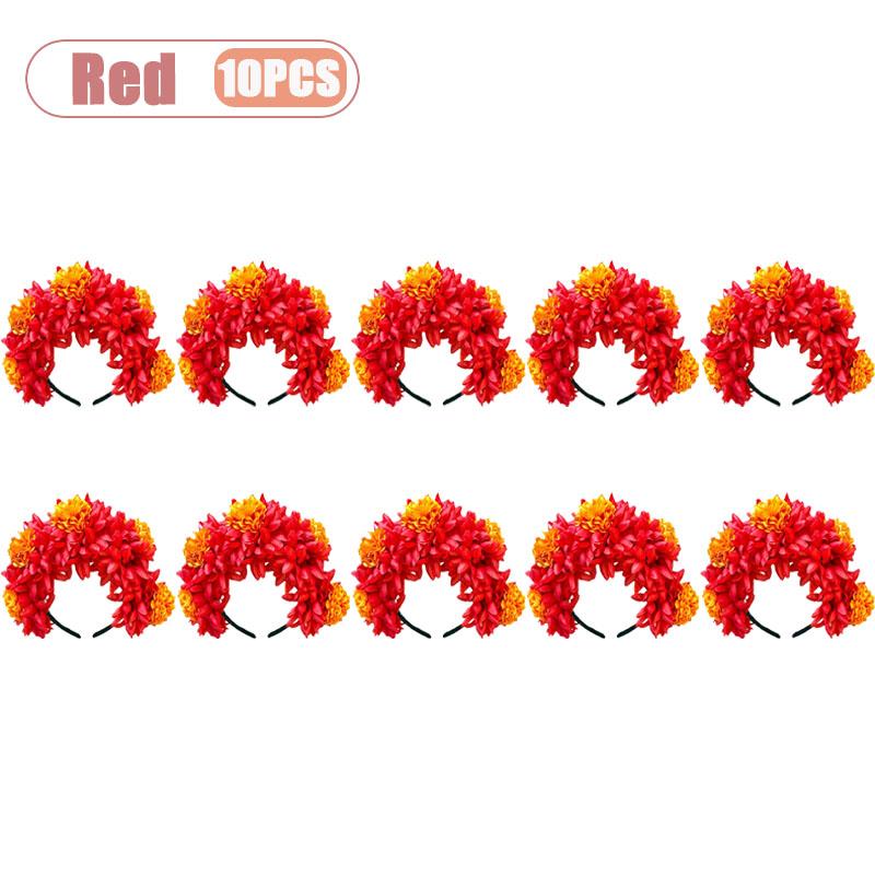 1-10pcs Day of the Dead Marigold Headband Artificial Flower Crown for Women Halloween Party Fiesta Costume Accessory