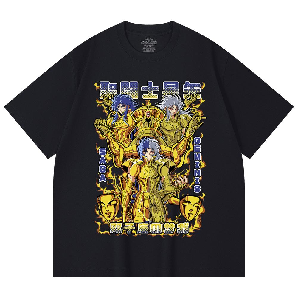 230 g/m² 100 % Baumwolle Saint Seiya V21 Zwilling Druck Unisex Schweres Baumwoll-T-Shirt