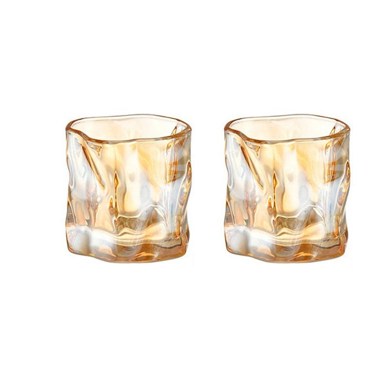 280ml 9.7oz Creative Irregular Glass Cup Art Design Whiskey Cocktail Glasses Juice Cold Drink Cups Lemon Water Milk Coffee Mugs