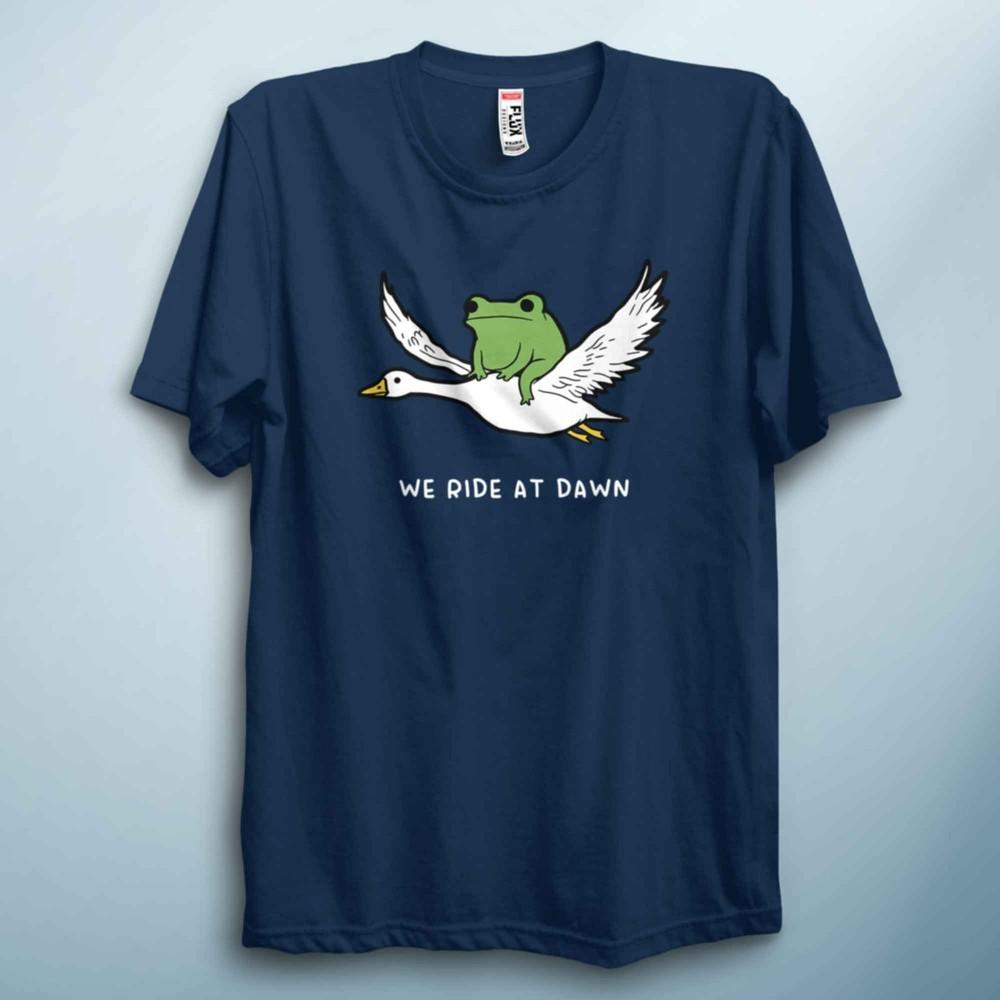Funny Frog T Shirt We Ride At Dawn Cute Meme Shirt