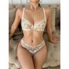 Women Ultra Thin Mesh Pipleneap Embroidery Underwear Sexy Lace Bra Set Fashion French Summer Lingerie Bras and T-back Sets