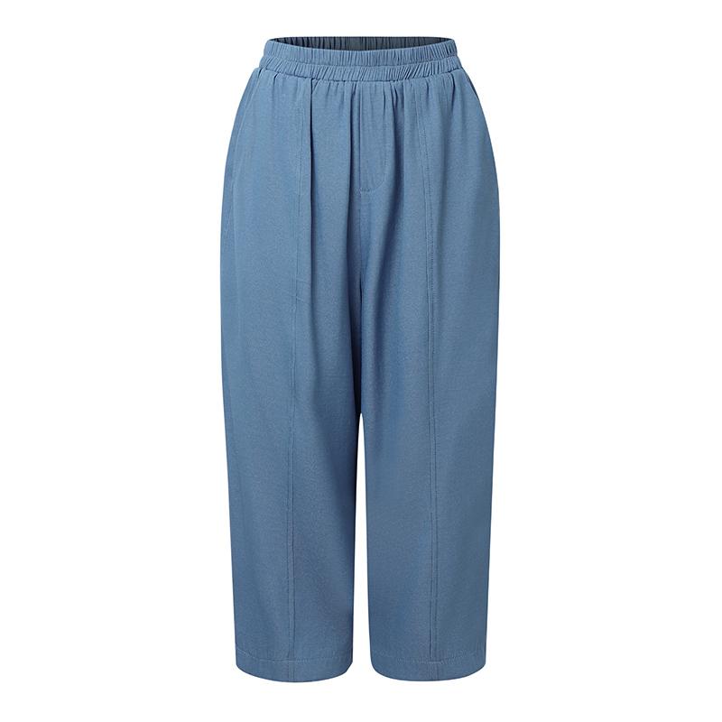 ZANZEA Lässige, elastische Taille, einfarbige, lockere, verkürzte Hose für Damen