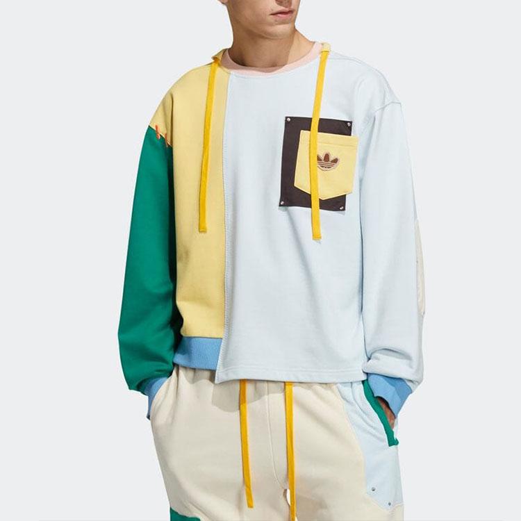Adidas Originals X Melting Sadness Puppet Series Asymmetric Hem Patchwork Sweatshirt Unisex Tops Mixed-Colors HC0348