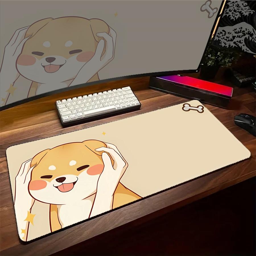 Gaming Mousepad Kawaii Dog Smile XXL Large Mouse Pad Locking Edge Mouse Mat Gamer Keyboards Pads Rubber Large Desk Mats