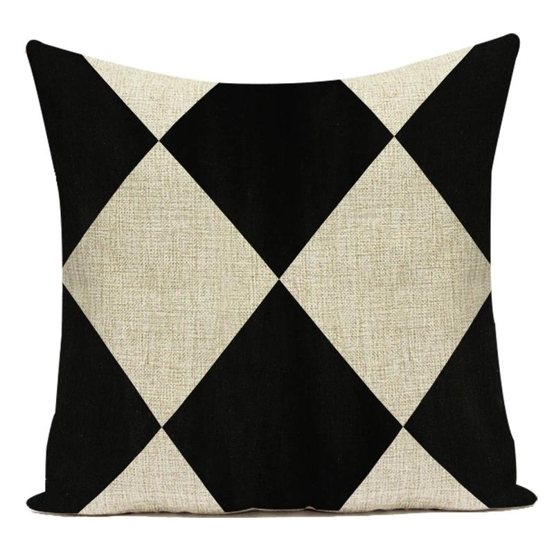 Polyester Black White Animals Horse Deer Bear Geometric Pillow Cover Decorative Sofa Home Cushion Cover For Living Room
