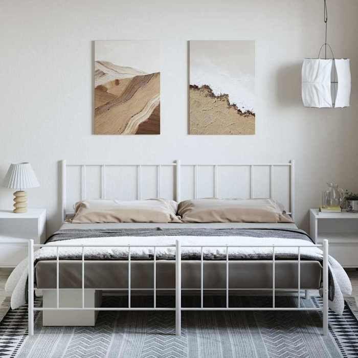 VidaXL Metal Bed Frame with Headboard-Footboard White 183x213cm 352552
