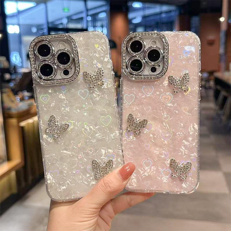 

Applicable Iphone17Promax Bracelet Mobile Phone Case Apple 16Pro Butterfly 15 Rhinestone All-Inclusive Hard Case iPhone 11