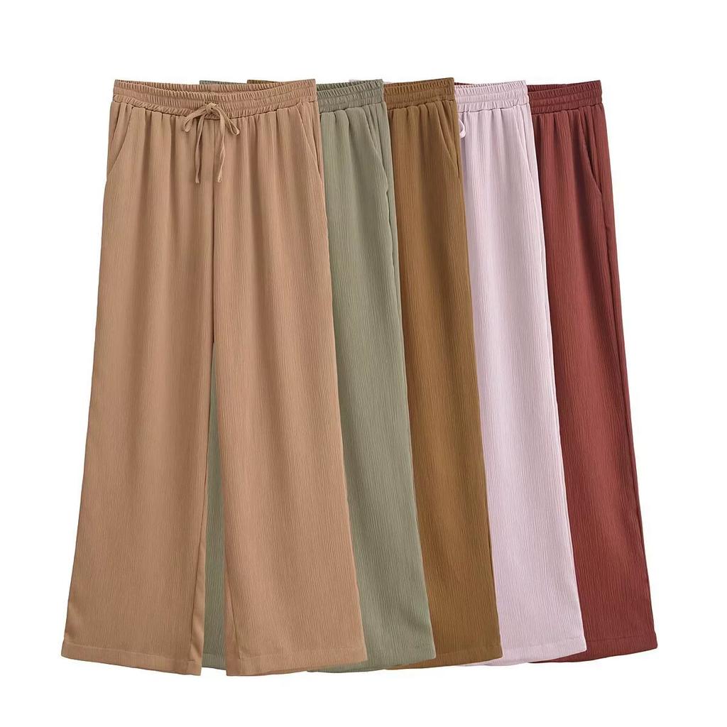 Summer Women's Wrinkle Effect Suit Jacket + Pants Suit Women