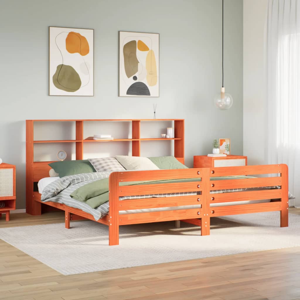Solid Wood Bed Without Mattress Wax Brown 180x200 Cm Pine Wood
