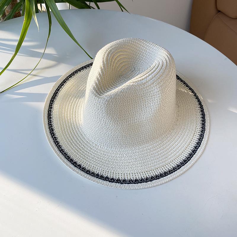 

Style Hat Versatile Straw Woven Elegant Solid Colors Womens Hatscaps Sunshade білий