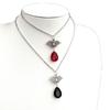 Goth Hip Hop Sliver Color Vampire Bat Red Blood Drop Pendant Stainless Steel Necklace for Women Halloween Demon Slayer Jewelry