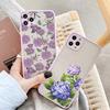 Purple Flower Phone Case for iphone 12 11 13 14 15 16 Pro Max X XS MAX XR for iphone 7 8 Plus SE 2020 Shockproof Mint Blue Cover