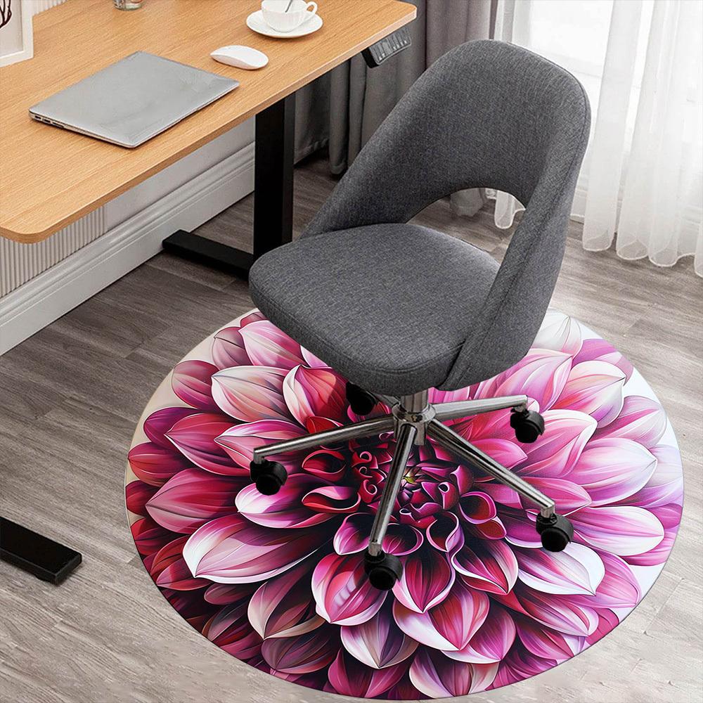 1pc Flower Petals Round Chair mat Area Rug - Non-Slip, Floor Mat for Office, Bedroom, and Indoor Decor -1002205