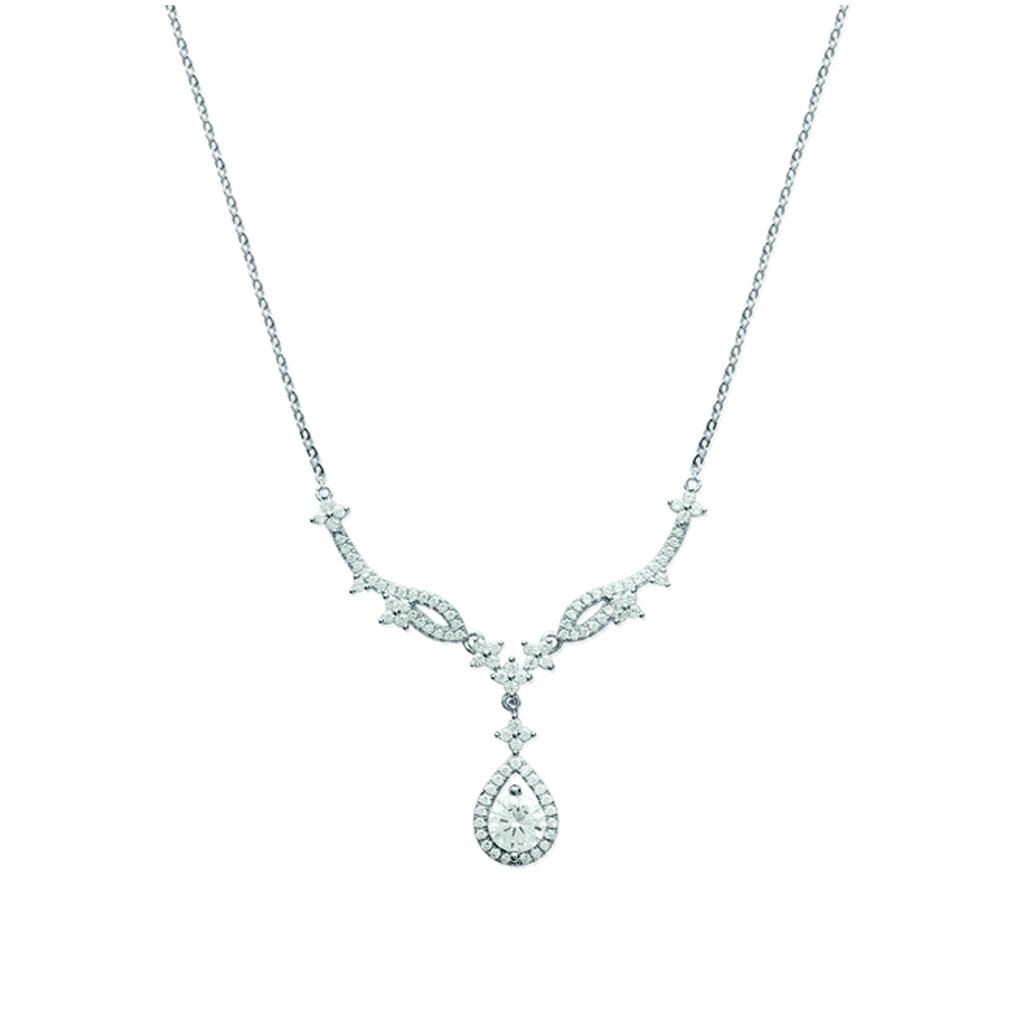 Les Trésors De Lily [M7258] - White 'Sissi' Silver Necklace