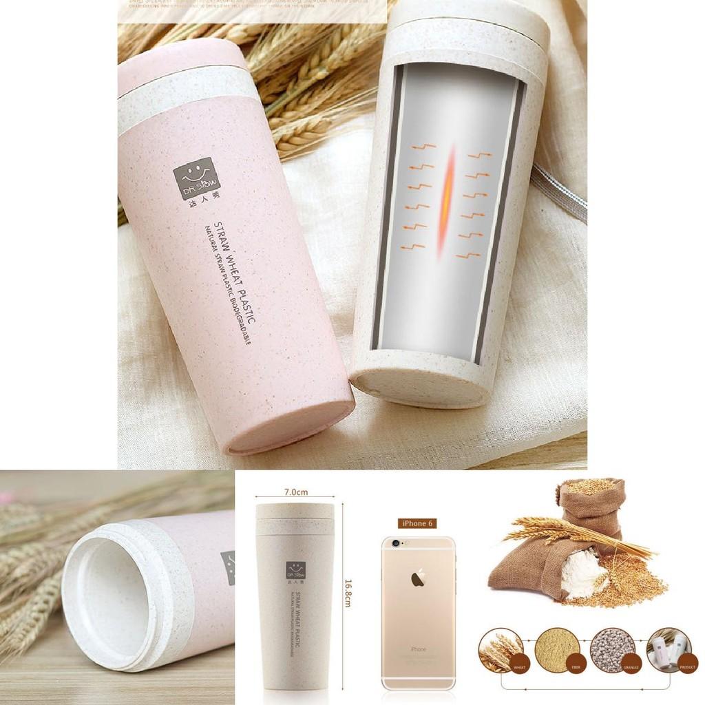 Kreativer und praktischer doppelwandiger isolierter Becher aus Weizenstroh für verschiedene Anlässe