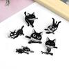 Playful Black Cat Brooch with Knife Design – Unique Animal Accessory