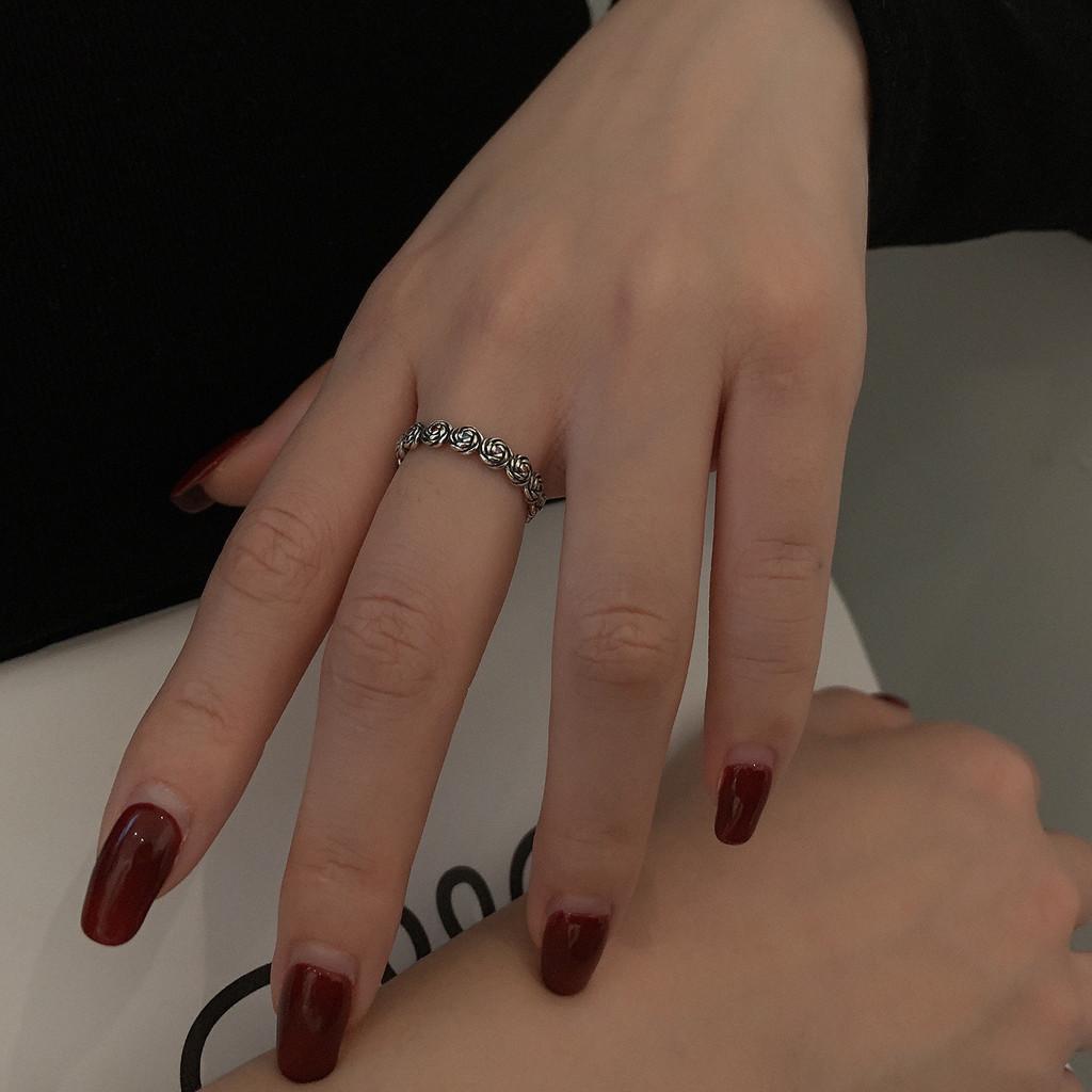 Pure Stunning S925 Silver Colorful Zirconia Retro Floral Ring With Adjustable Size For Women