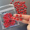 50pcs Cute Cartoon Ladybug Nail Charms Resin 9mm*13mm Mini Cute Red Beetle Flatback Cabochon Rhinestone DIY Manicure Accessories