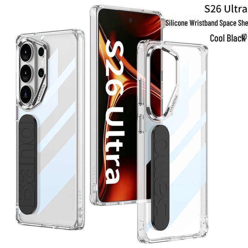 

Samsung S26 Ultra Silicone Case with Elastic Wrist Strap & Airbag, Trendy & Transparent. SM-S26 Ultra