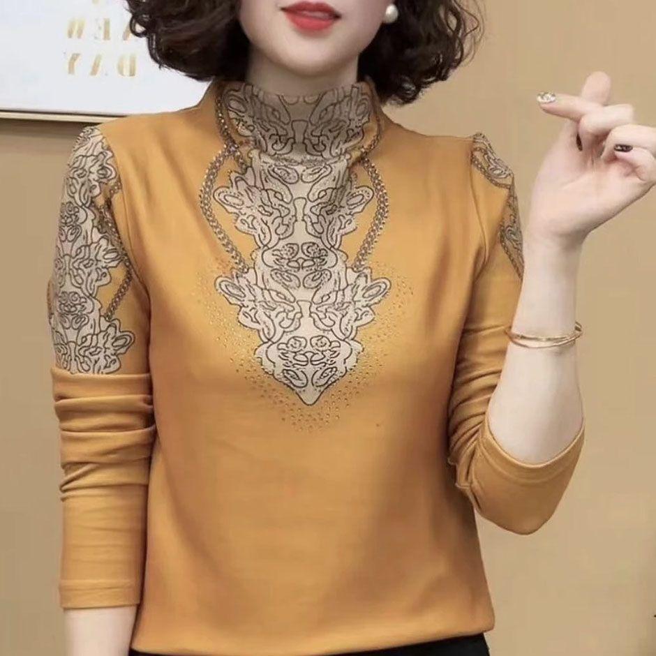 

[Новинка осени и зимы] 2025 модная темпераментная тонкая бархатная теплая футболка с длинным рукавом для ношения под низ M жёлтый