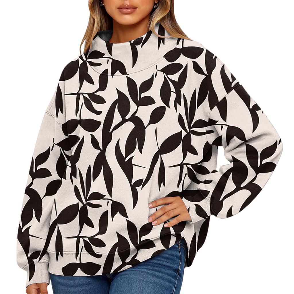 Mock Neck Sweatshirt Women Fall Comfort Oversized Sweatshirt Dressy Pullover Sweatshirts No Hood Cozy Turtleneck Tops