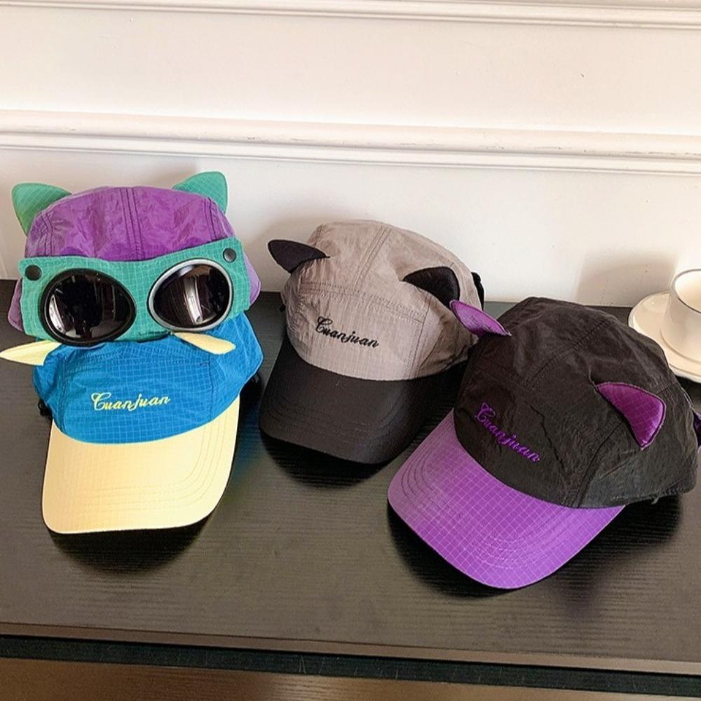 Pilotenbrille Baseballkappe Katzenohren Sonnenschutzhut Unisex Hip-Hop Sonnenbrille Pilotenhut Sommer