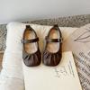 Girls Leather Shoes for Party Wedding Children Shallow Pleated Shoes Kids Flats Moccasins Shoes Anti-Slippery 2024 Autumn Spring