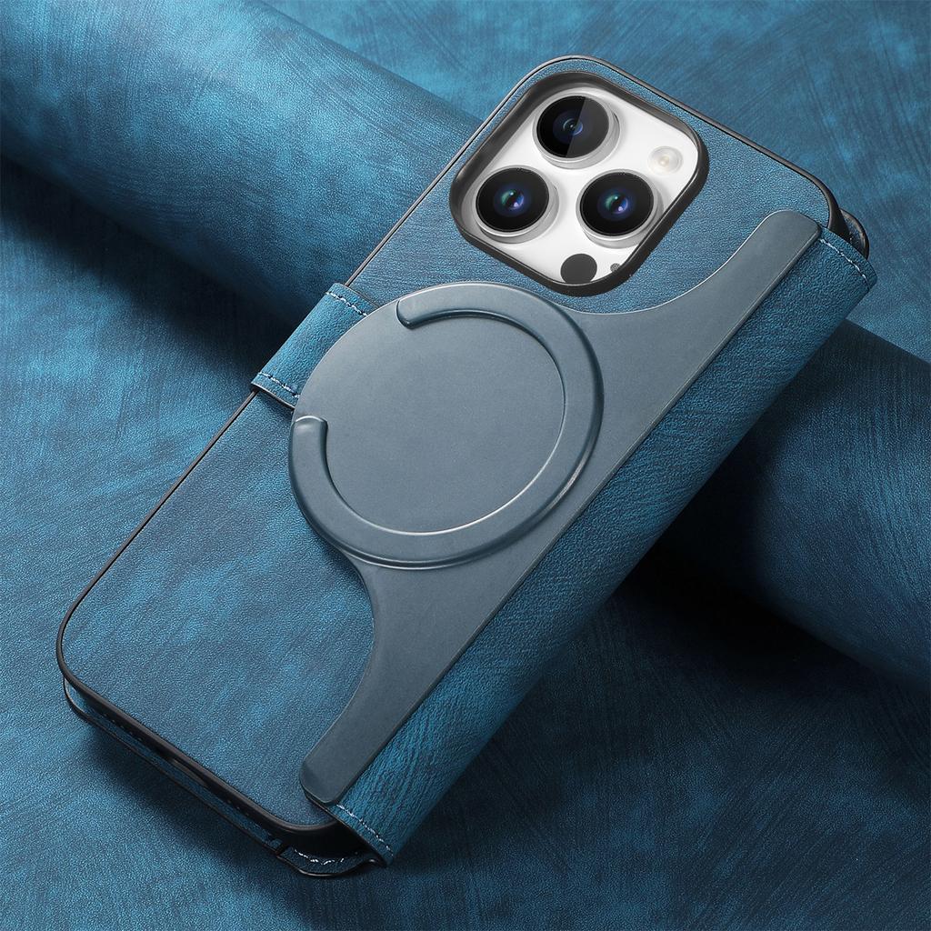 Flip Leather Wallet Case for IPhone 17 Air 16 15 Pro Max 14 Plus 13 12 16E for Magsafe Detachable Card Slot Holder Cover LMW-03