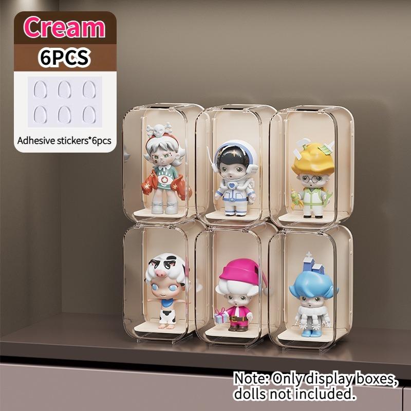 

6pcs Mystery Box Display Stand Dustproof Transparent Dustproof Collectible Figurine Showcase Anime Figure Display Cases with Lid