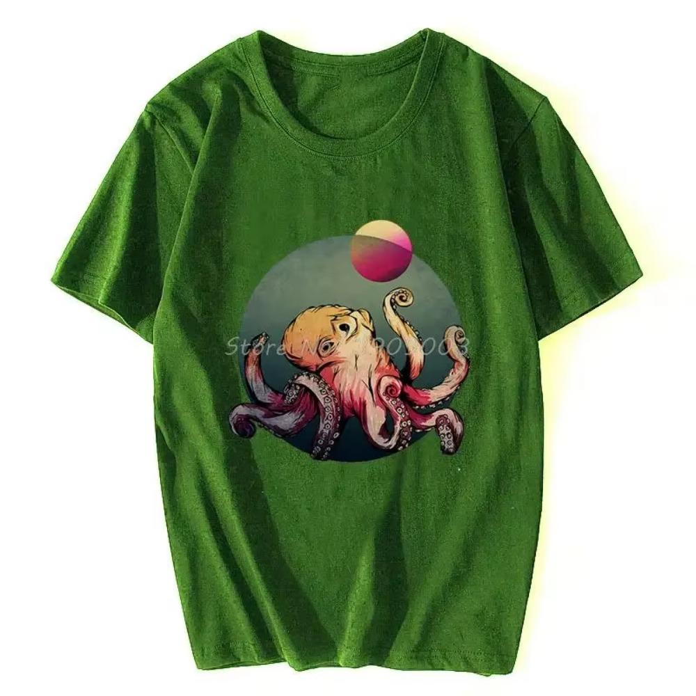 Deep Sea Octopus Funny Vintage T-Shirt Casual  Tshirt Oversized Unisex Tops Men's Clothing Fitness T Shirt