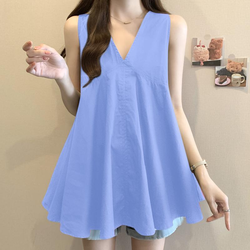 

VONDA Женские повседневные летние майки без рукавов с V-образным вырезом S синий