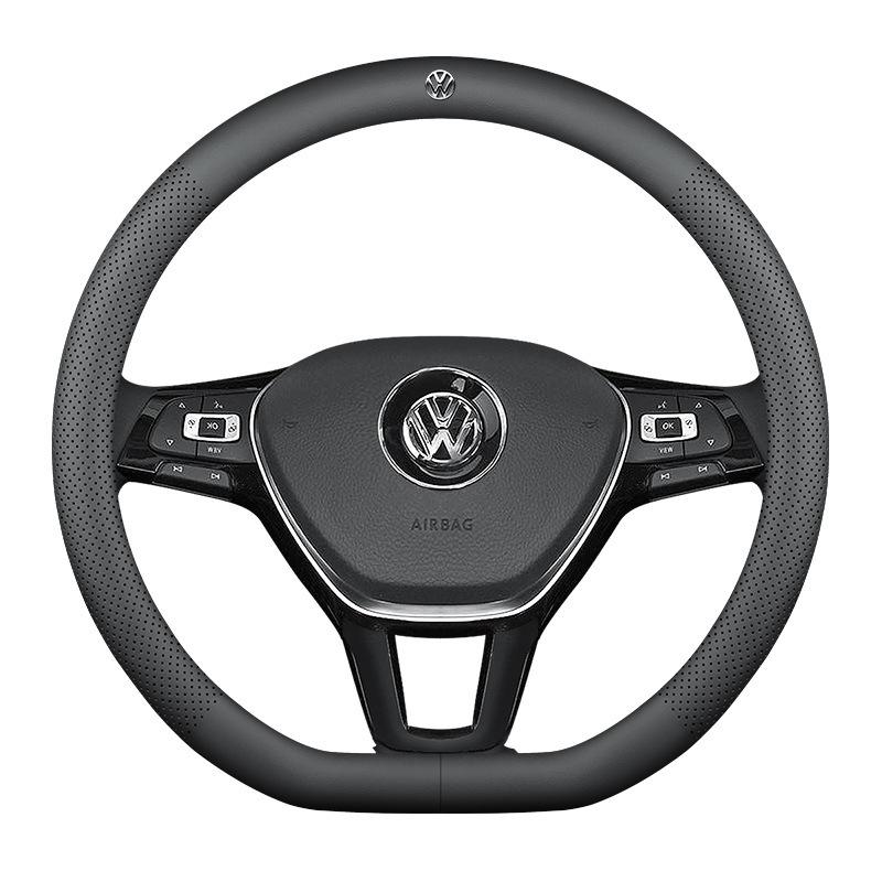 Volkswagen Passat Helårsäkta Läder Rattöverdrag, Ultratunt Universellt Passform Inredningstillbehör.