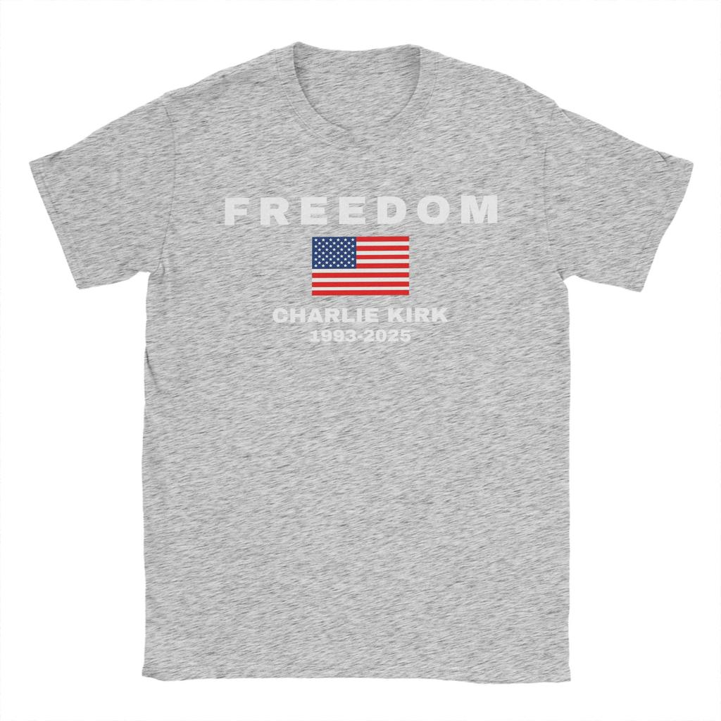 Turning Point USA Charlie Kirk T-Shirts Men  Novelty Pure Cotton Tee Shirt Round Collar Short Sleeve T Shirts Gift Idea Tops