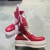R-o Classic Designer Men Shoe Women Sneaker Red Leather Ankle Boot High Top Casual Shoes Zipper 6cm Thick Sole Boots Sneakers