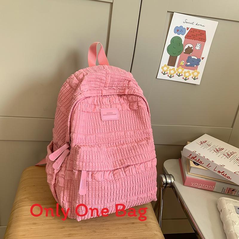 Nylon Sweet Style College Backpack With Macaron Colors For Girls And Teens