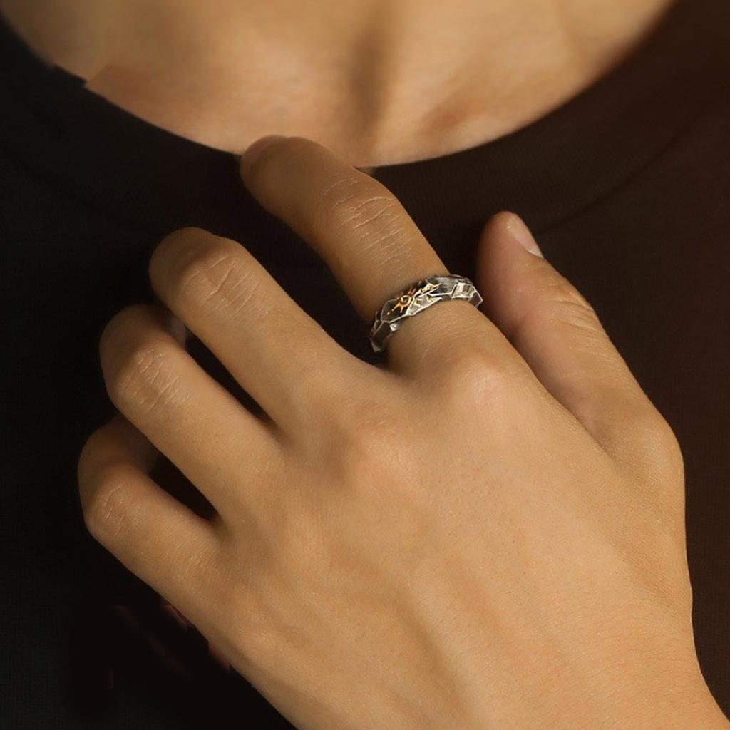 Adjustable Copper Wishing Stone Ring for Men Symbol of Luck and Happiness Open Rings Comfortable Daily Wear Jewelry