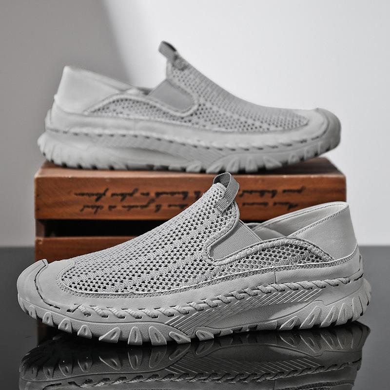 2025 Mesh Summer Sandals Casual Fly-woven Platform Outdoor Single Shoes Men's Breathable Foot Cover Lazy Shoes Large Size
