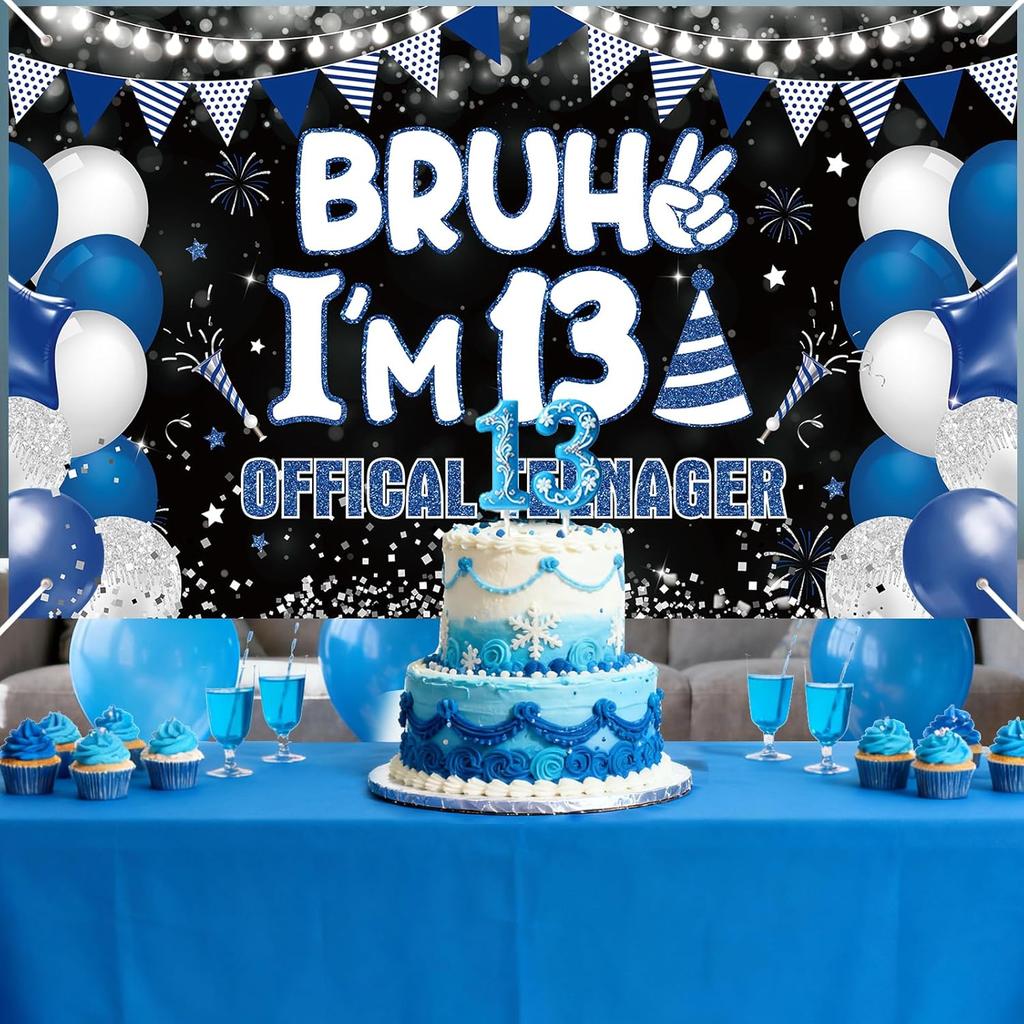 13th Birthday Party Decorations Banner for Boys Bruh I'm 13 Backdrop Funny Teenage Bday Banner Teen Boy 13th Birthday Decor 5.9x3.6ft Happy 13 Years