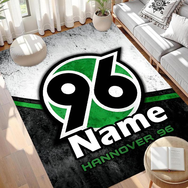 Custom Name Personalized Hannover 96 Football Print Carpet, Versatile Home Decor Rug, for Playroom, Apartment, Balcony, Entryway, Hallway Gift