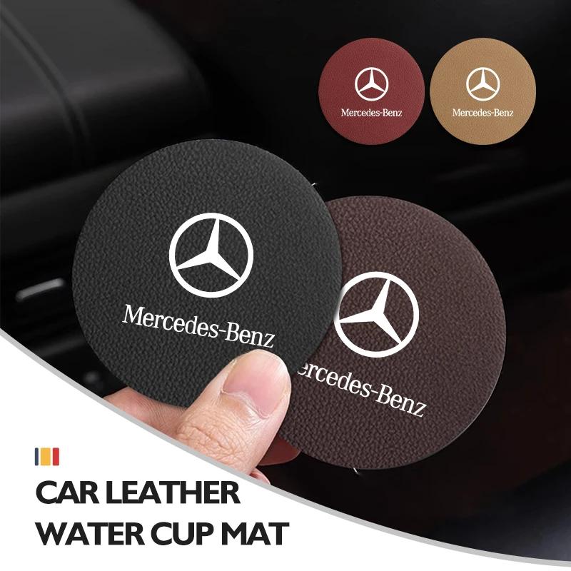 2025 Hot Universal Car Coaster Anti-Slip Mats Water Cup Drink Pads For Benz W202 W212 W126 W140 W168 W177 CLS GLE GLC GLS CLA