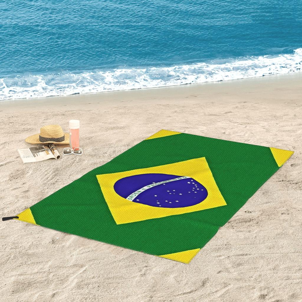 Brazilian Flag Brazil Beach Towel Soft Microfiber Quick Dry Absorbent Quick Towels For Mountain Climbing