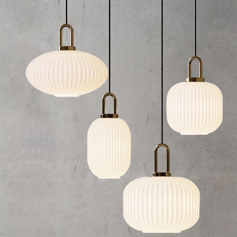 Modern Restaurant Striped Glass Pendant Light Transparent Color Milky White Living Room Nordic Luxury Room Decoration Lighting