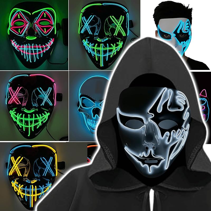 

[TattiOut] mask luminescence 3 patterns Choose from many types High-quality material that is thicker than before shine mask halloween cosplay disguise