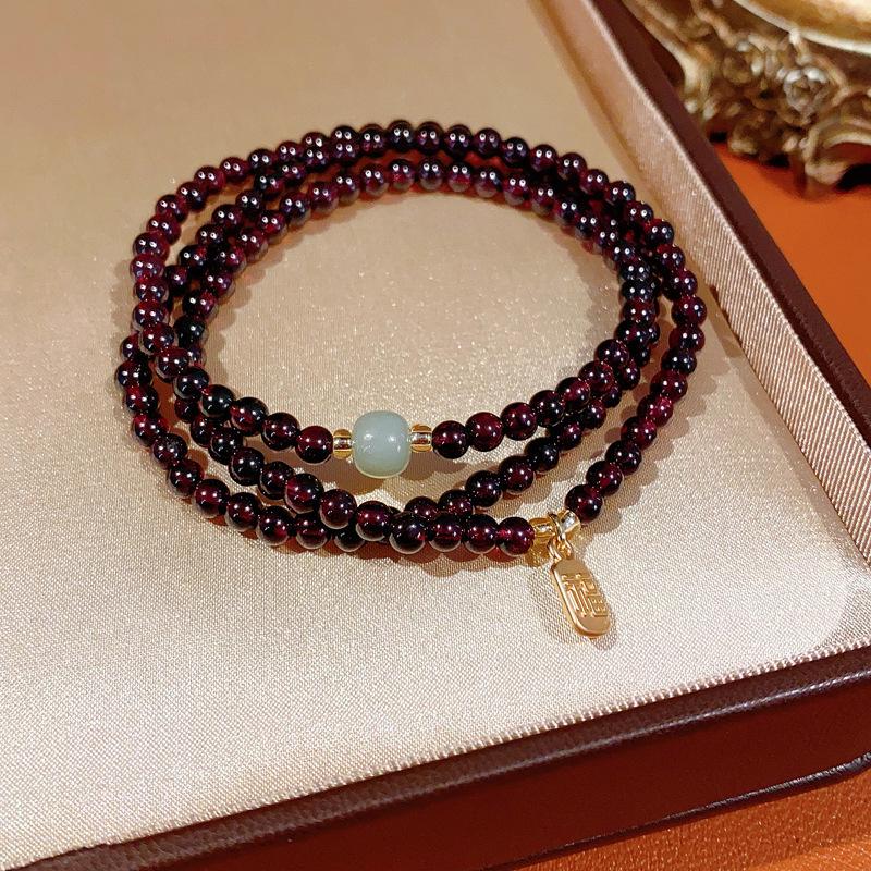 Natural Crystal Beaded Bracelet: Yellow & White Retro Wenwan Style, Light Luxury, High-End Jewelry