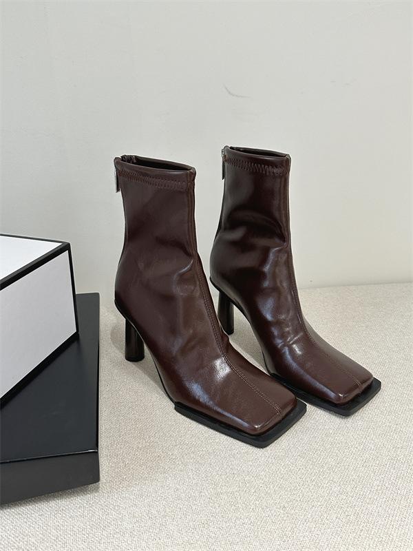 

осень-зима 2025 новые ботильоны Мартин на толстом каблуке в нишевом ретро-квадратном стиле, женские ботильоны челси на высоком тонком каблуке 40 коричневый