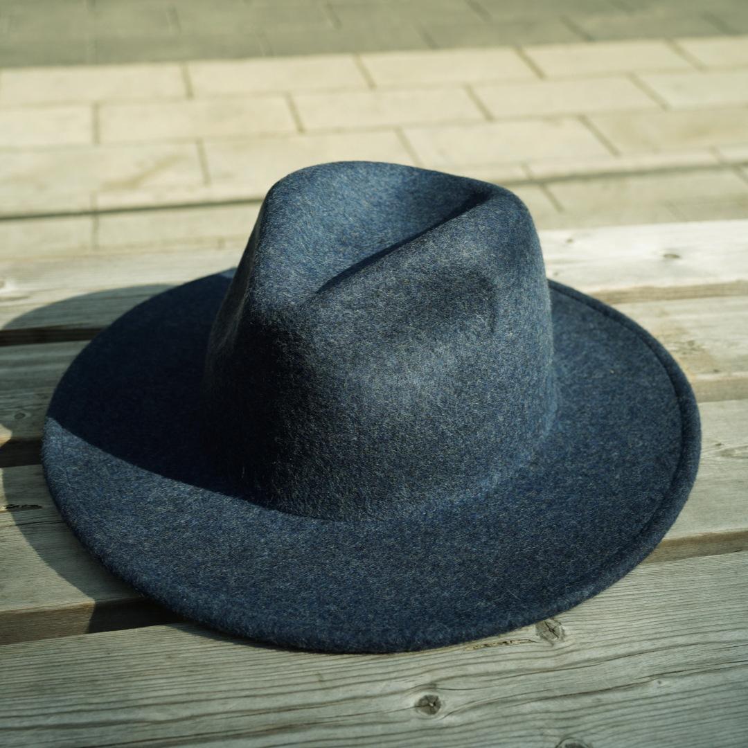 

Navy Blue Woolen Jazz Top Hat Men S And Women S Autumn And Winter Wide-Brimmed Felt Hat French Retro Wide-Brimmed British Korea M（56-58cm）