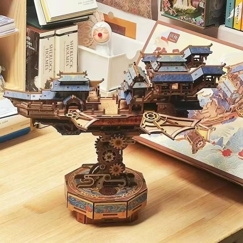 Prévente Château Errante Haut 3D Steam Trek Assemblage Bois Puzzle Haute Difficulté Boîte à Musique Décompresser Cadeau Modèle Cadeau Cadeau Bricolage
