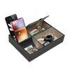 Protective Desk Organizer Box PU Leather Display Storage Tray Durable Men's Valet Tray  Keys