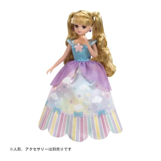 TAKARA TOMY Licca-chan Dress LW-03 Sky Long Dress, Dress-up, Pretend Play, Toy, Ages 3 and Up